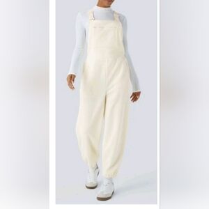 Halara Women's Fleece Cream Overalls/ NWT